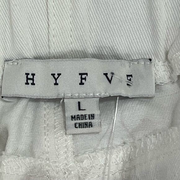 HYFVE HIGH RISE PAPERBAG WAIST COTTON MINI SKIRT IN OFF WHITE NWT WOMEN'S LARGE‎ - Picture 6 of 9